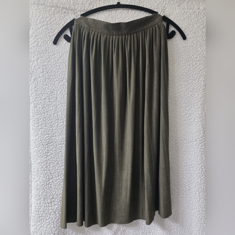 Zara Pleated Midi Skirt - Army Green